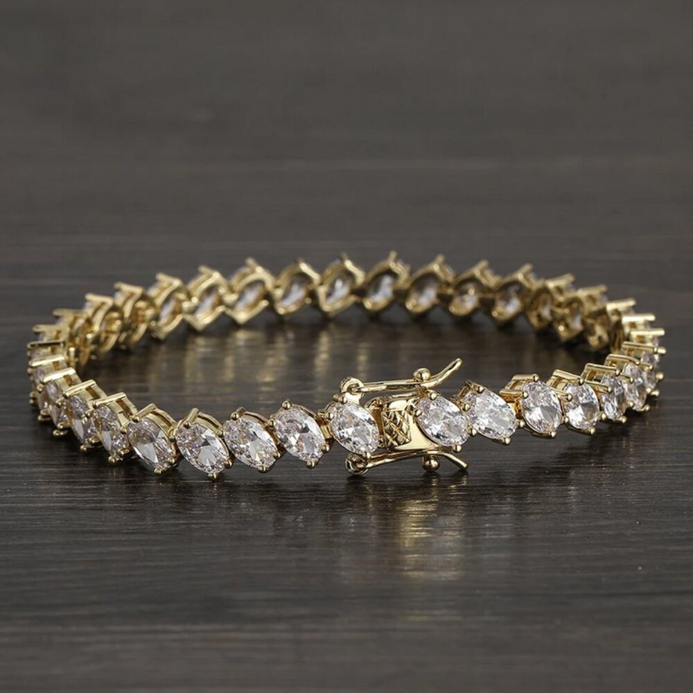 2ct Oval Diamond Womens 14K Gold Tennis Bracelet Ladies 14 Karat Silver Jewelry